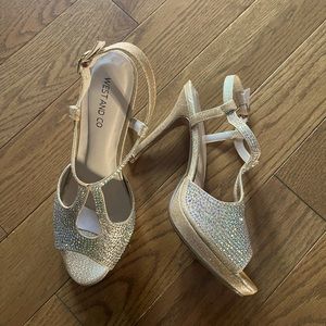 Gold bridal wedding heels gems jewels